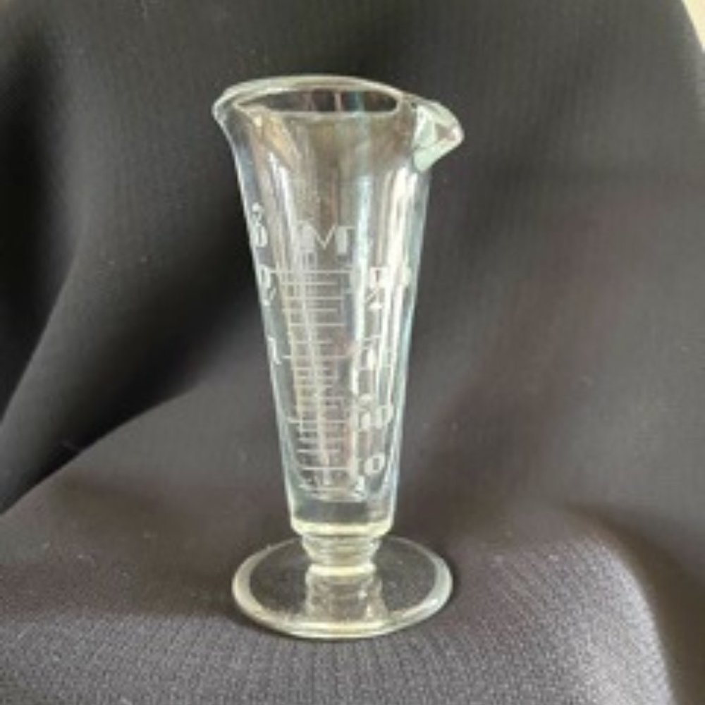 Antique Etched Footed Apothecary Beaker.